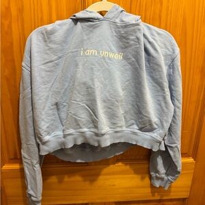 Barstool Cropped Light Blue Call Her Daddy I Am Unwell Hoodie